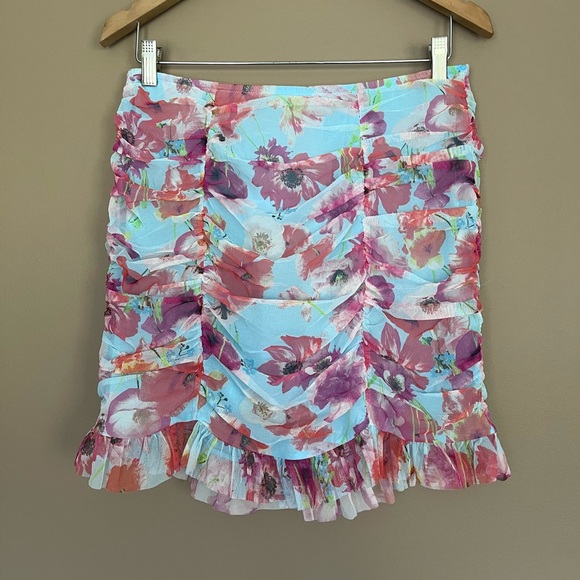 {Victoria's Secret} Floral Mesh Ruched Mini Skirt - Womens Large - NWT - Picture 2 of 10
